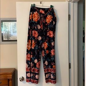 Flowy navy and patterned pant